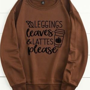 Brown Sweater, 4X, SHEIN, Leggings leaves & Lattes Please Stamp.